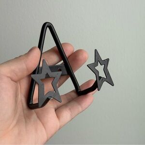 Vintage Wall Hanger Black Metal Star Hooks